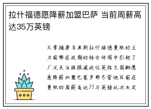 拉什福德愿降薪加盟巴萨 当前周薪高达35万英镑